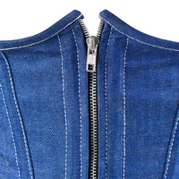 Blue Denim corset top - Under Bust Corset Front Zip