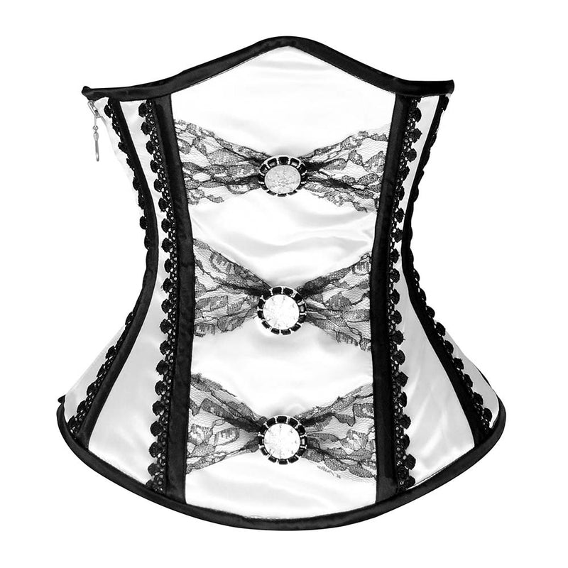 Black and White Satin Under Bust Corset