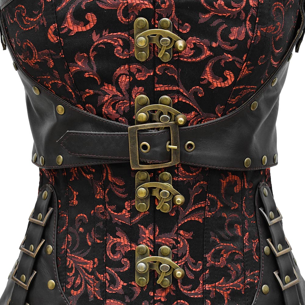 Red and black steampunk corset - Over the Bust Corset – Miss Leather Online