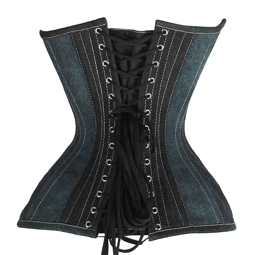 Denim lace up corset - Over the Bust – Miss Leather Online Denim lace up corset - Over the Bust – Miss Leather Online