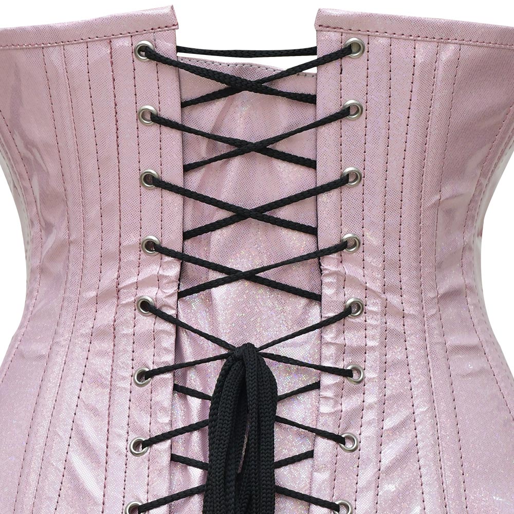 Pink PVC corset top - Under Bust Corset – Miss Leather Online