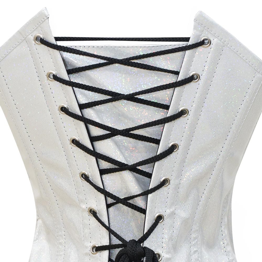 Shiny White Over Bust Corset - Laced Corset – Miss Leather