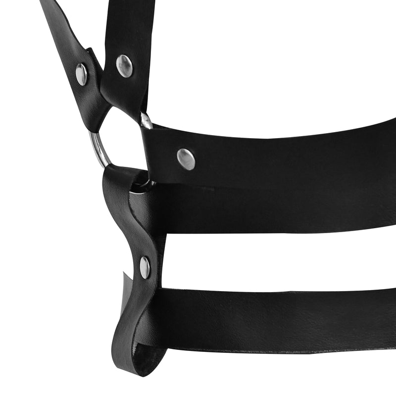 New Black Leather Body Harness with Shoulder Straps