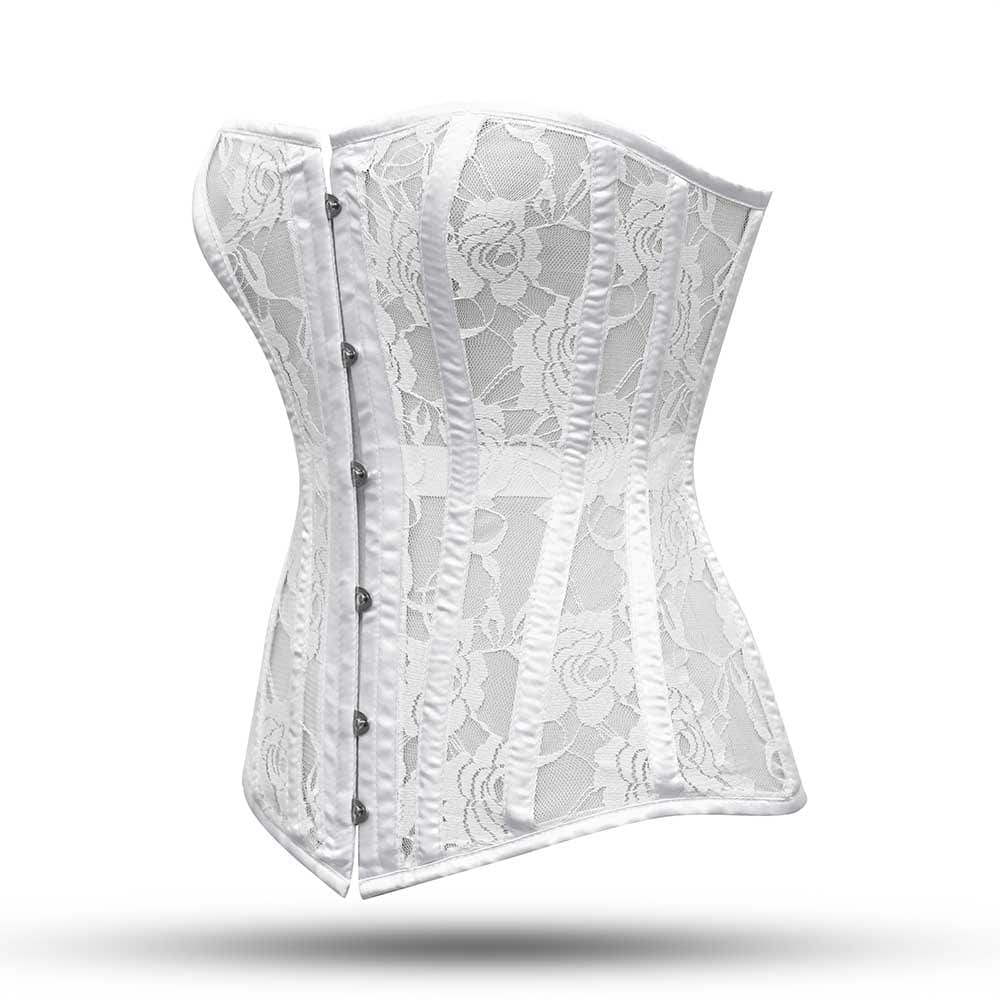 White Mesh Over Bust Corset