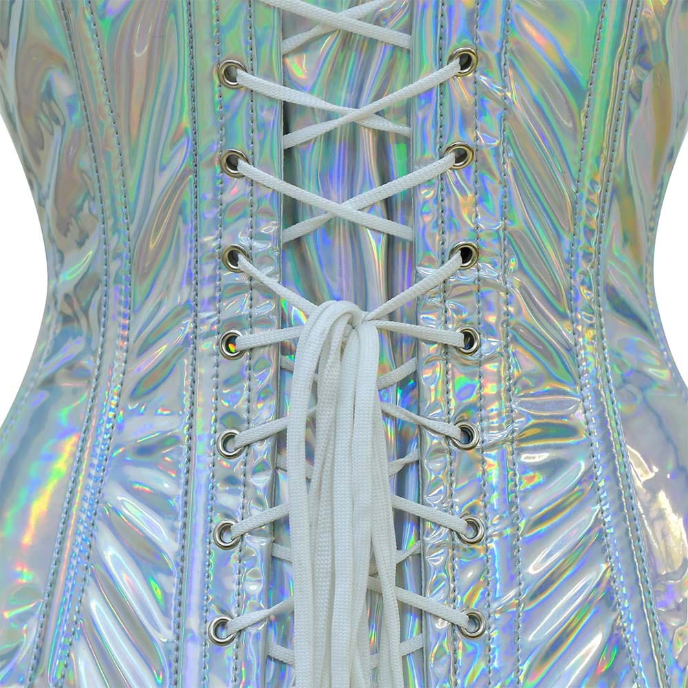 Shiny Silver Half Bust corset - Laced Corset – Miss Leather