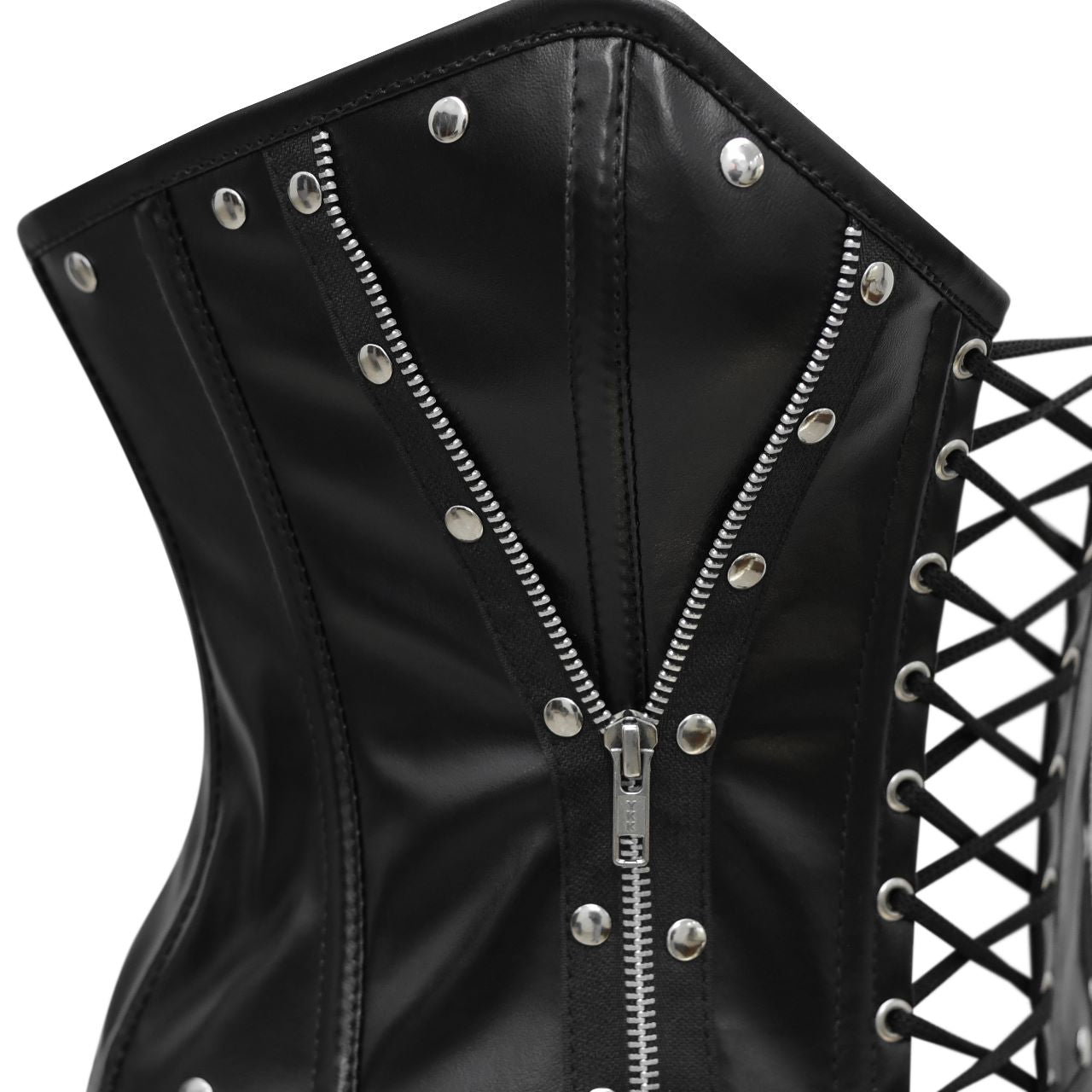 Black Leather Over Bust Corset with Shoulder Straps