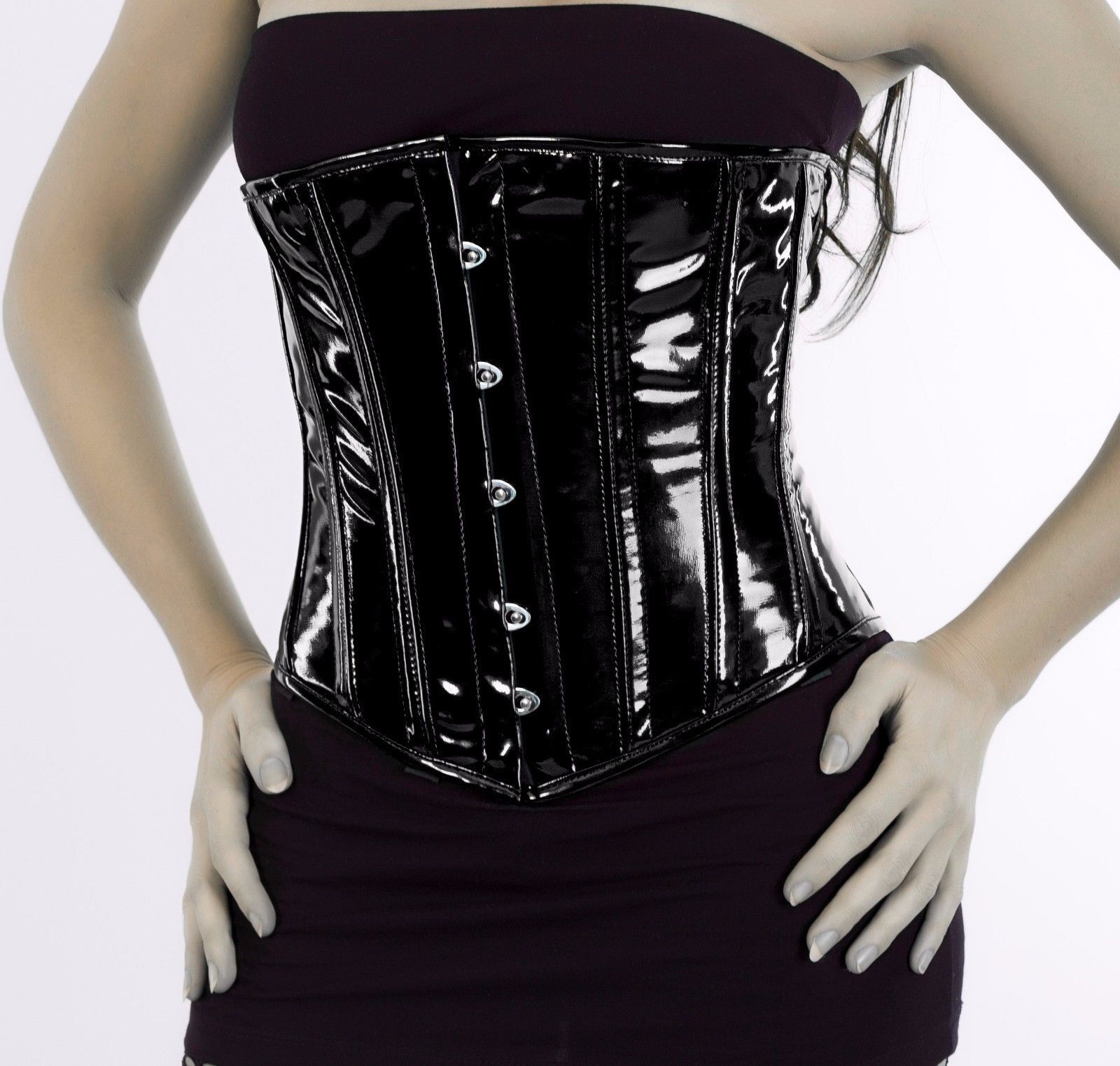 Plus size Black PVC Underbust Corset XL / Black Plus size Black PVC Underbust Corset XL / Black